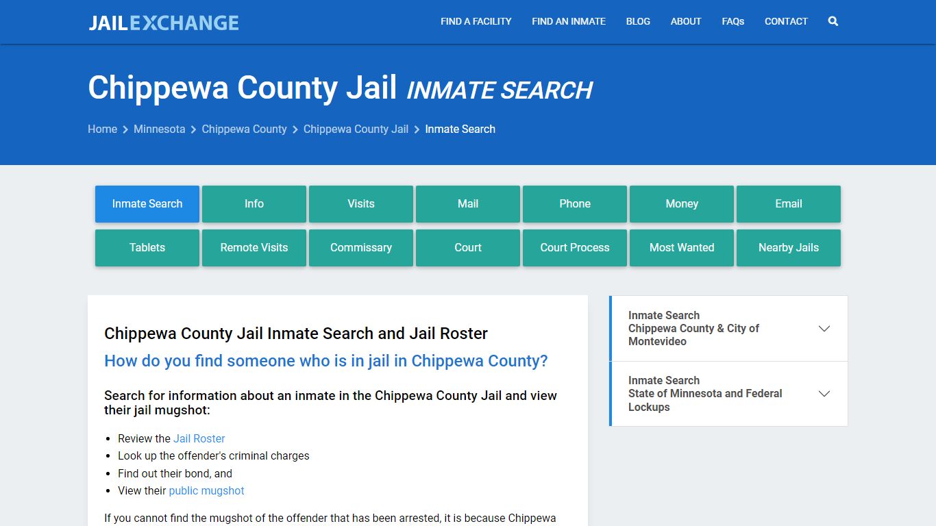 Inmate Search: Roster & Mugshots - Chippewa County Jail, MN